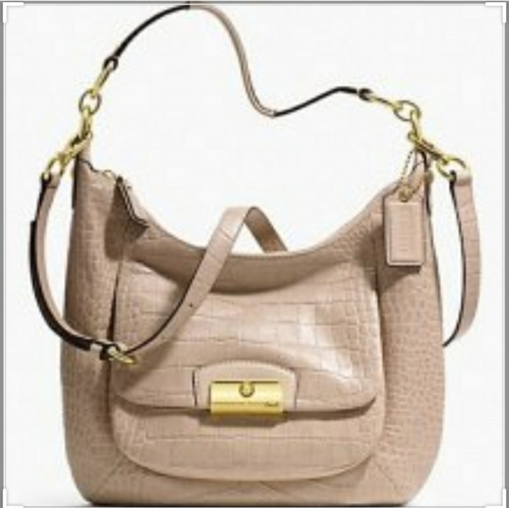 ☆NEW☆Gorgeous COACH "KRISTIN" Exotic Embossed Leather Convertible Hobo/Crossbody